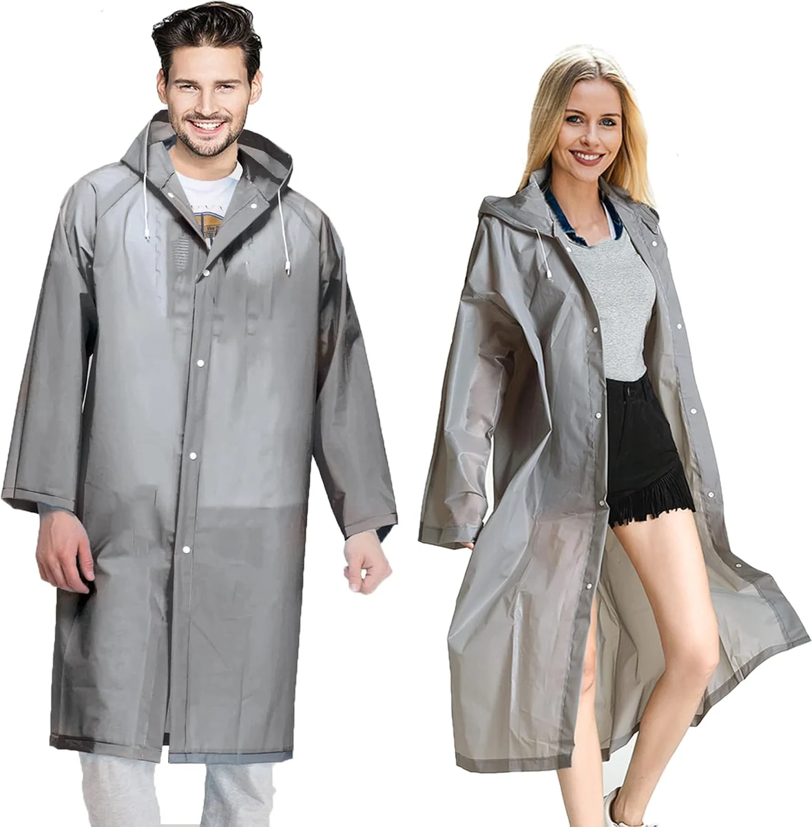 Reusable Rain Coats, 2 Pack, Gray