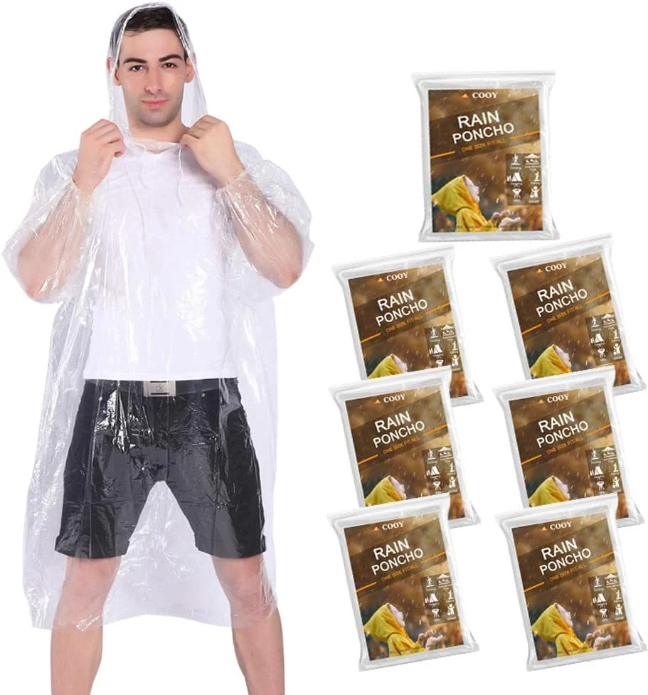 Disposable Rain Ponchos, 7 Pack, Family Pack