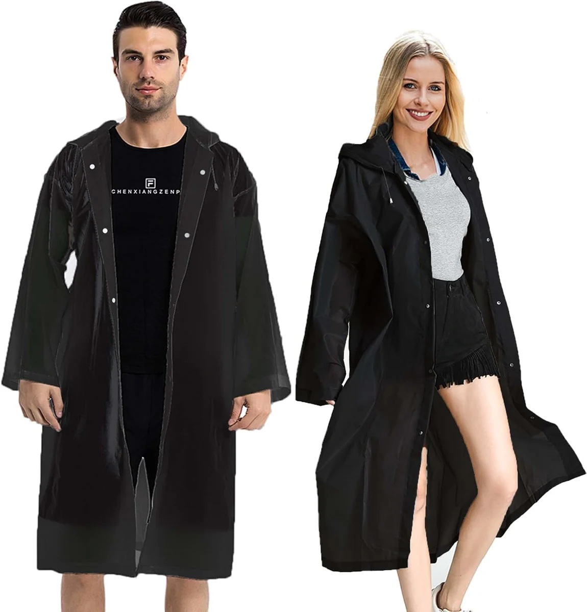 Reusable Rain Coats, 2 Pack, Black